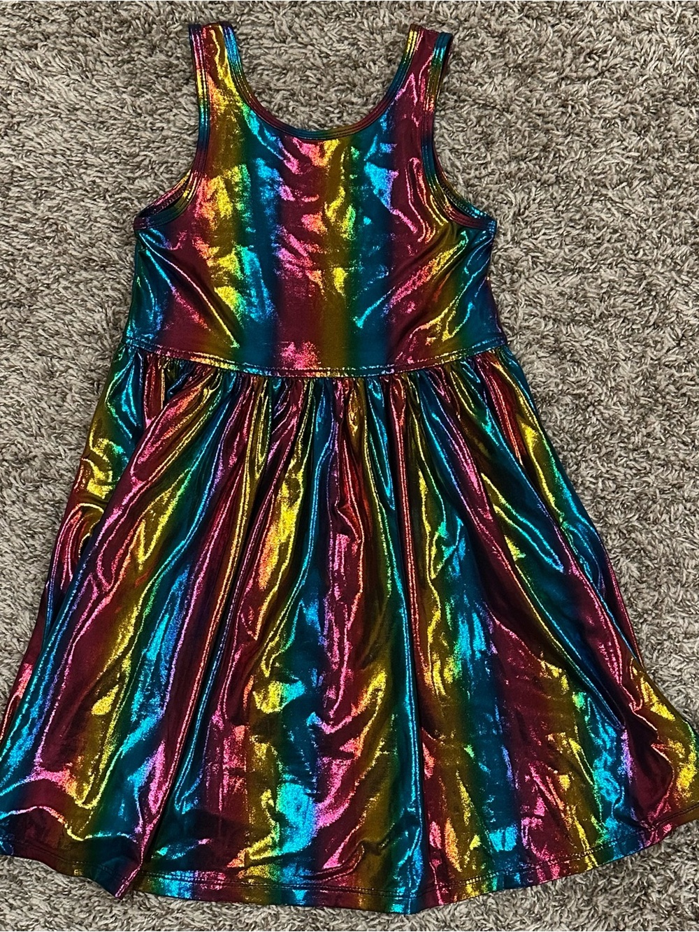 Pink Chicken Metallic Rainbow Striped Tank Dress